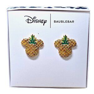 Disney Baublebar Mickey Mouse Shaped Pineapple Tropical Summer Earrings